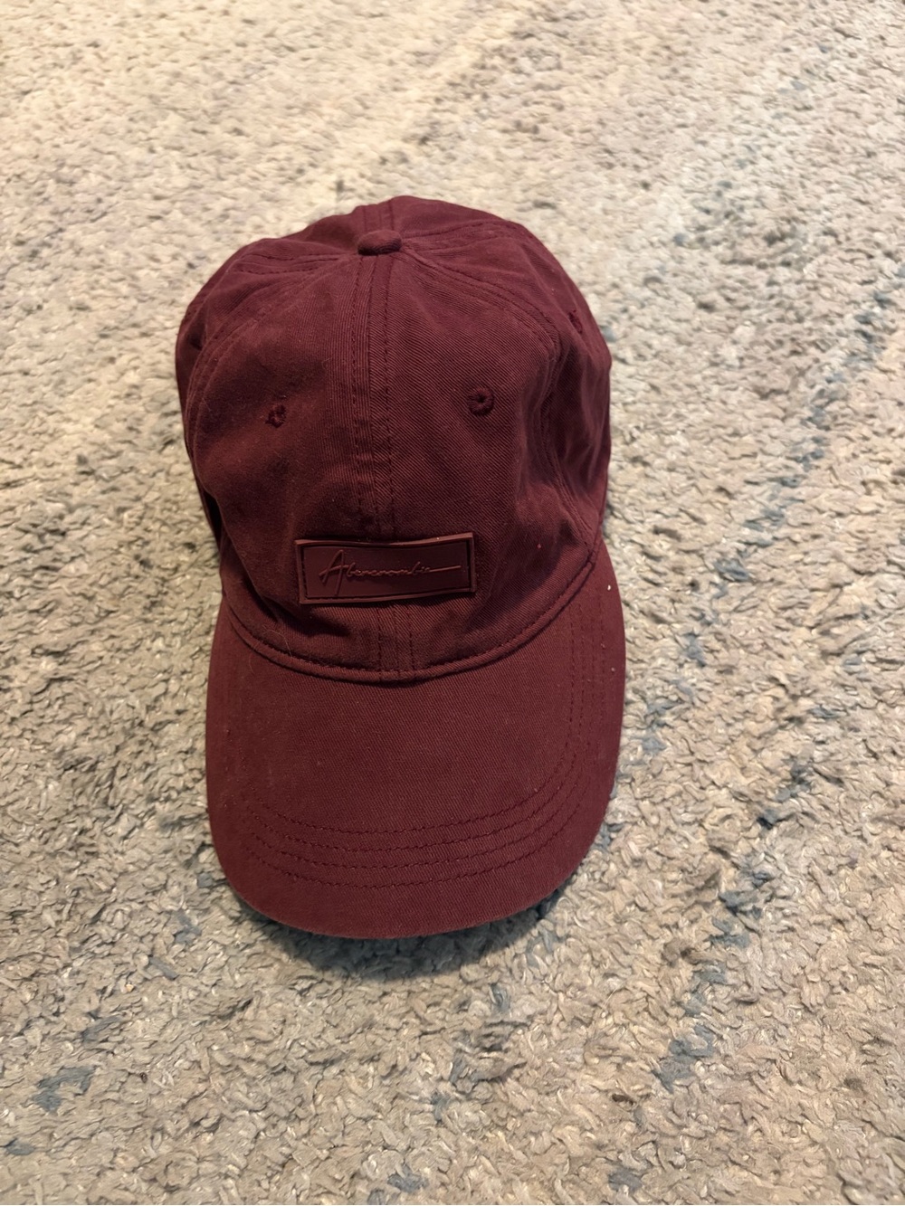 Abercrombie & Fitch Burgundy Rubber Patch Dad Hat Cap Adjustable OS
